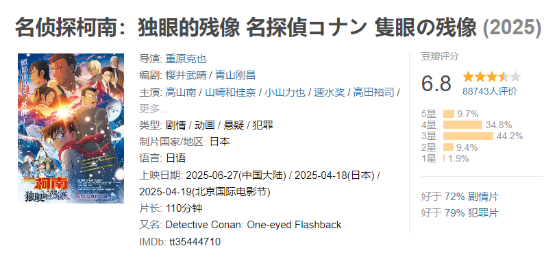 图片[1]-名侦探柯南：独眼的残像 名探偵コナン 隻眼の残像 (2025)-雪白的乌云